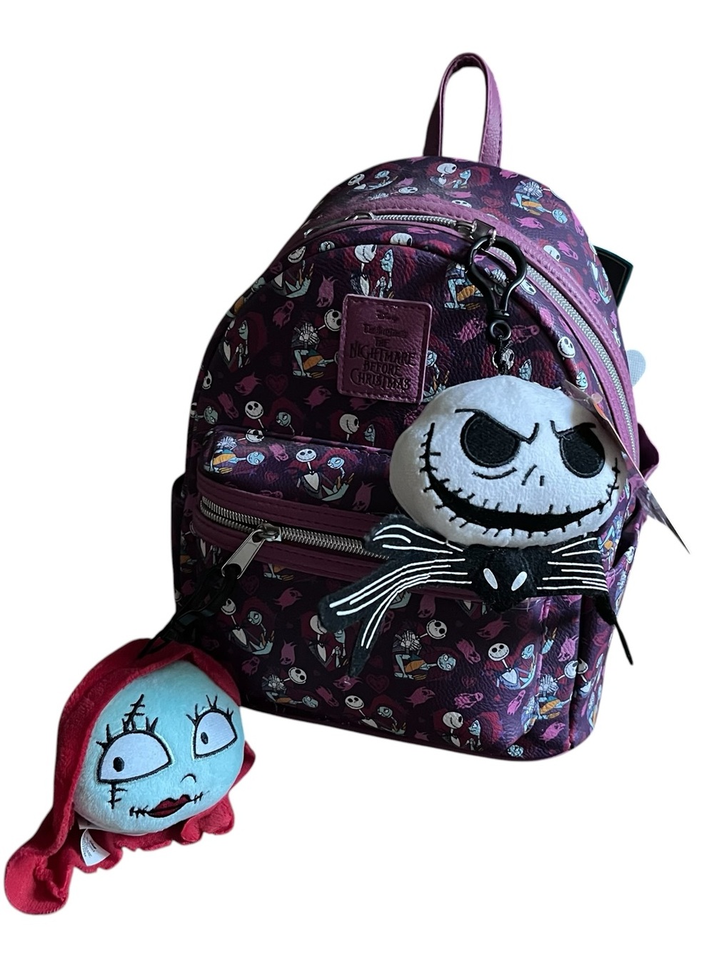 Disney Nightmare Before Christmas Jack & Sally Hearts Mini Backpack New Keychain